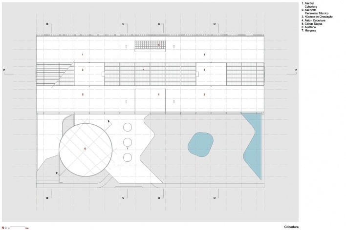 FHE – Fundação Habitacional do Exército, planta cobertura. Escritório MGS – Macedo, Gomes & Sobreira<br />Desenho dos autores 