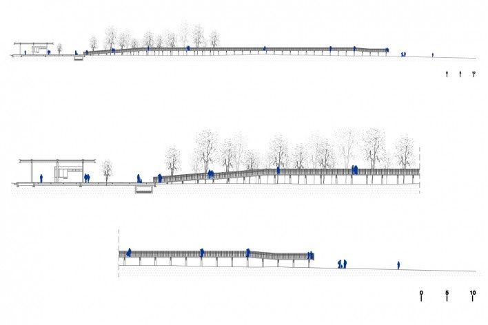 Requalificação urbana e ambiental da orla de Ilha Comprida, Mediador A, corte transversal em duas escalas, 2019. Arquitetos Marcos Boldarini e Lucas Nobre<br />Imagem divulgação 