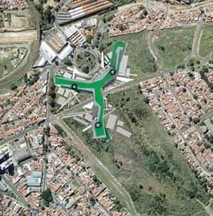 Inserção da maquete no terreno<br />Imagem dos autores do projeto 