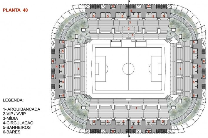 Arena Pantanal, planta 40, Cuiabá MT. Arquiteto Sergio Coelho [GCP Arquitetos]