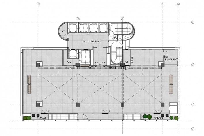 Sesc Avenida Paulista, planta 3º pavimento - uso programático, escritório Königsberger Vannucchi, 2018<br />Imagem divulgação  [Königsberger Vannucchi Arquitetos Associados]