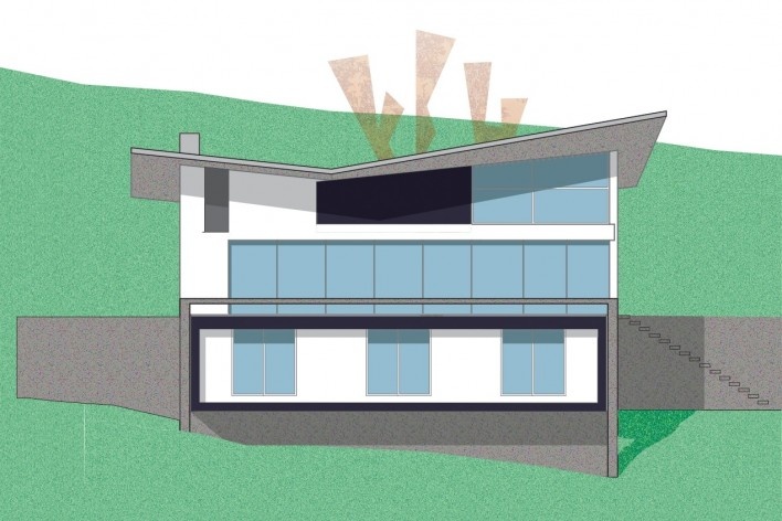 Residência SM (Casa Borboleta), fachada norte, Caxias do Sul RS, arquitetos Fernando dos Santos Rocha Machado e Rovena Maria Schumacher<br />Imagem divulgação 