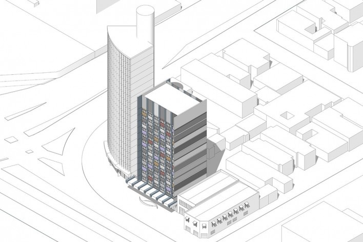 H.O.M.E. — Housing and Office Modular Environment, diagrama do edifício atual, São Paulo, 2020. Arquitetos Ricardo Gonçalves, Matheus Marques, Rolando Figueiredo e Luisa Favilla / Hiperstudio<br />Imagem divulgação  [Hiperstudio]