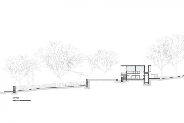 Terraços Circulares House, section CC, Cotia SP, 2020. Architect Denis Joelsons<br />Imagem divulgação/disclosure image/imagen divulgación  [Acervo/collection/colección Denis Joelsons]