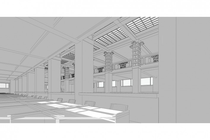Edifício Larkin, Buffalo, Nova York, EUA, 1905. Arquiteto Frank Lloyd Wright<br />Modelo tridimensional Ana Clara Pereira dos Anjos / Imagem Edson da Cunha Mahfuz 