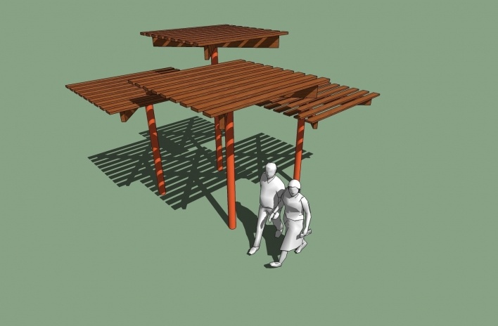 Modelo 3D - Pérgola-Guarda-Chuva<br />Imagem dos autores do projeto 