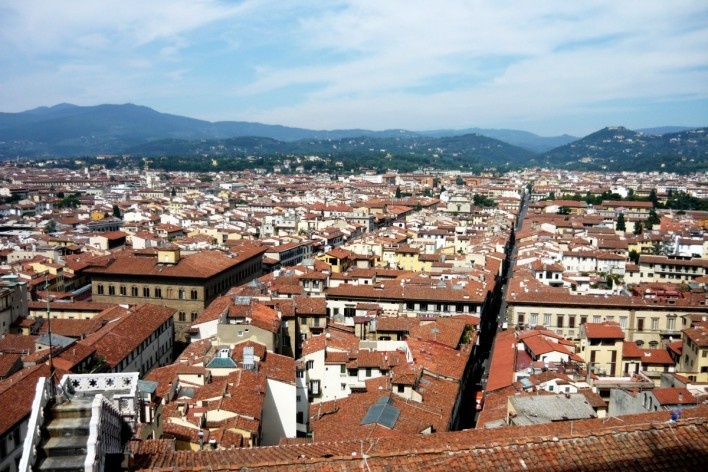 Vista aérea da cidade de Florença, Itália. Foto tirada a partir do Campanário de Giotto – Catedral Santa Maria Del Fiore, ago. 2010<br />Foto Francisco Alves 