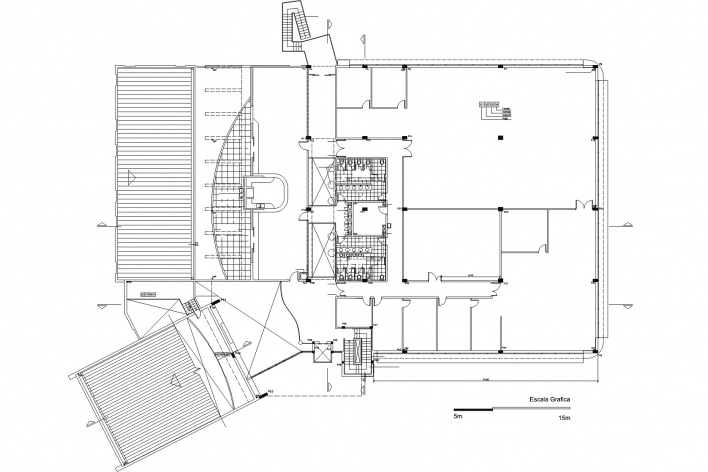 CEITEC – Centro de Excelência em Tecnologia Eletrônica Avançada, planta superior, Porto Alegre RS. Arquiteto Raul Macadar, 2009<br />Desenho equipe 