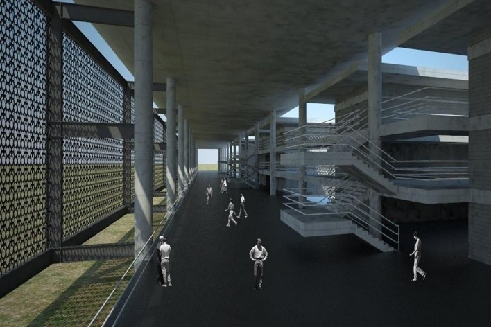 Universidade no Semi-árido – UNIVASF, bloco de circulação, 1º lugar concurso Sustentabilidade em Edificações Públicas. Estudante Murilo Medeiros de Siqueira, 2008<br />Imagem divulgação 