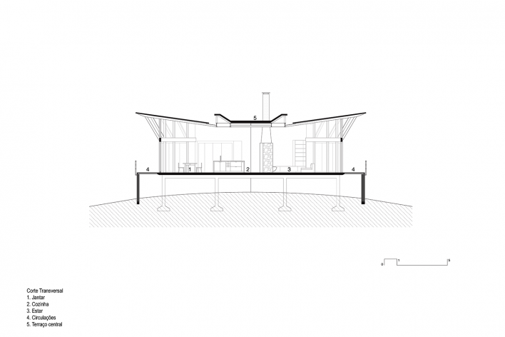 Bocaina House, section, São José do Barreiro SP, 2021. Architects Ana Altberg and Cesar Jordão<br />Imagem divulgação/disclosure image  [Acervo/collection Ana Altberg e Cesar Jordão]