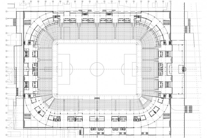 Complexo Esportivo e Cultural Clube Atlético Paranaense, planta, Curitiba. Arquiteto Carlos Arcos<br />Imagem divulgação 