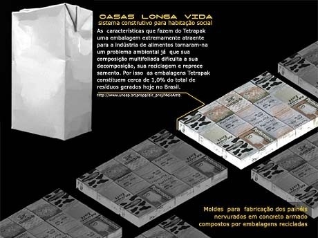 Sistema construtivo com Tetrapak<br />Imagem dos autores do projeto 