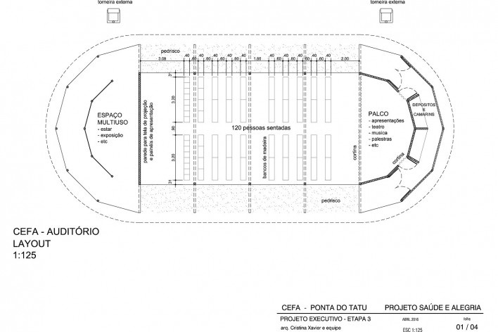 Centro Experimental Floresta Ativa - CEFA, planta auditório, RESEX Tapajó-Arapiuns PA. Arquiteta Cristina Xavier<br />Imagem divulgação 