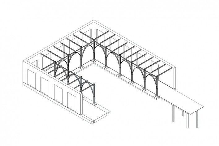 Art Gallery Catucaba, isometric view, São Luiz do Paraitinga SP Brasil, 2017. Arquiteto Sven Mouton / escritorio CRU! Architects<br />Imagem divulgação  [Acervo CRU! Architects/ Sven Mouton]
