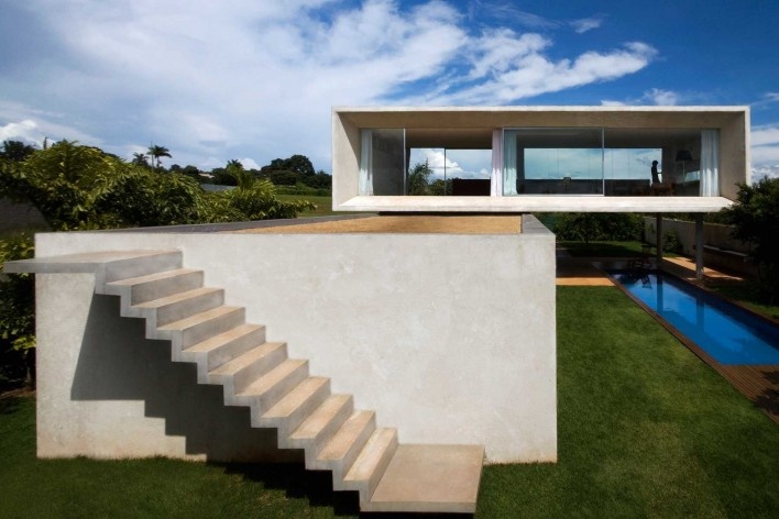 Casa Osler, fachada da fundo, Marcio Kogan, menção honrosa categoria profissional/ obras concluídas. Brasília, DF, 2006-2008.