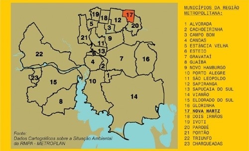 Região Metropolitana de Porto Alegre, RS<br />Imagem do autor do projeto 