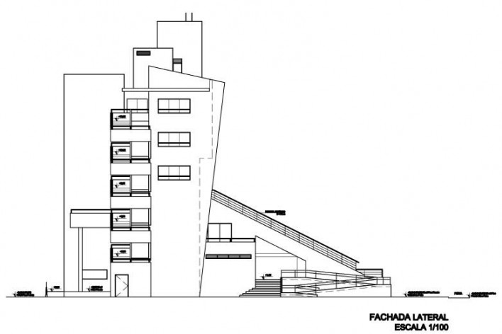 Arquibancada Palco - fachada lateral [Desenho do escritório]