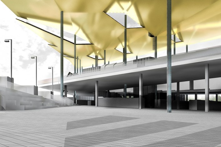 Mercat Encants, perspectiva, Barcelona. Arquiteto Fermín Vázques / b720 Fermín Vázquez Arquitectos<br />Imagem divulgação 
