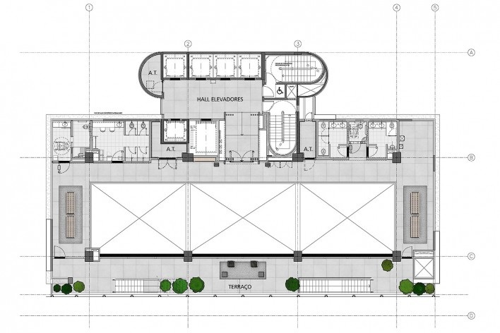Sesc Avenida Paulista, planta 4º pavimento - espaço multiuso apresentações, escritório Königsberger Vannucchi, 2018<br />Imagem divulgação  [Königsberger Vannucchi Arquitetos Associados]