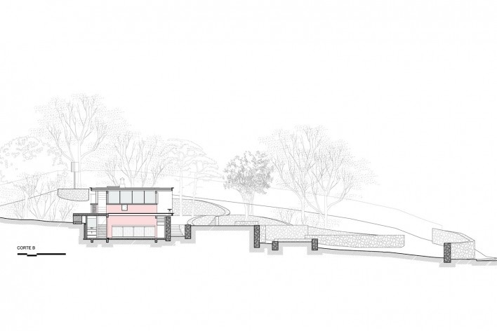 Terraços Circulares House, section BB, Cotia SP, 2020. Architect Denis Joelsons<br />Imagem divulgação/disclosure image/imagen divulgación  [Acervo/collection/colección Denis Joelsons]