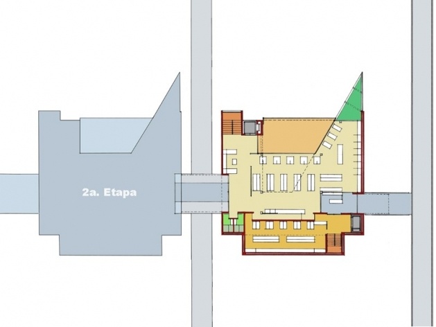 Campus Lagoa do Piau, biblioteca – planta da primeira fase, Caratinga MG. Arquiteto Sylvio Emrich de Podestá, 2006<br />Desenho escritório 