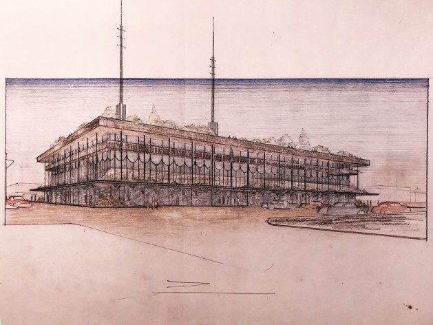 Desenhos de Frank Lloyd Wright na mostra “The Human Insect: Antenna Architectures 1887-2017”<br />Foto Ana Tagliari / Wilson Florio, 2018 