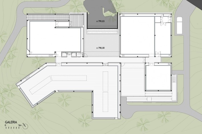 Galeria Claudia Andujar, Inhotim, Brumadinho MG Brasil. Arquitetos Associados<br />Desenho divulgação 