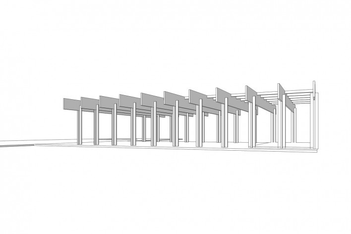 Saint Catherine’s College, estrutura do refeitório, Oxford, Inglaterra, 1959-1964, arquiteto Arne Jacobsen<br />Modelo tridimensional de Edson Mahfuz e Ana Karina Christ 