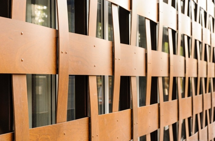 New Aspen Art Museum, Colorado, façade detail. Shigeru Ban Architects<br />Foto Billy Farrell  [Foto divulgação]