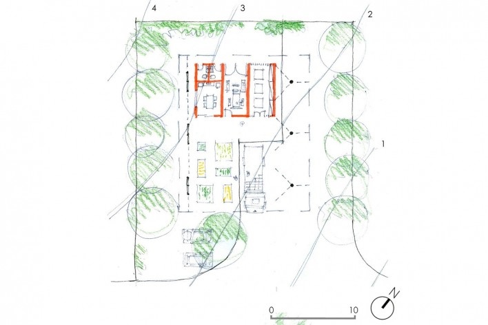 Proposta bairro urbano + produção agrícola, planta do galpão comunitário. Roney Pessoa, FAU PUC-Campinas<br />2º lugar 