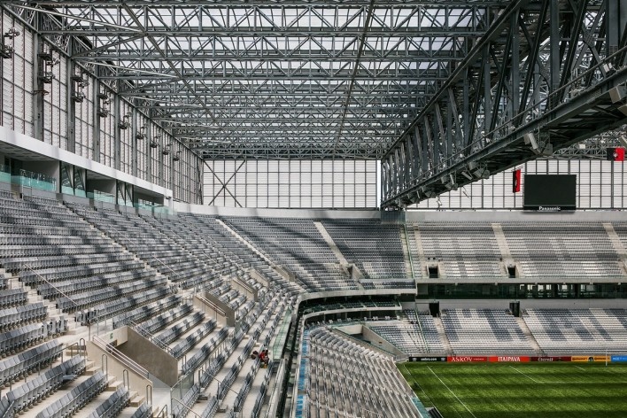 Complexo Esportivo e Cultural Clube Atlético Paranaense, Curitiba. Arquiteto Carlos Arcos<br />Foto Nelson Kon 