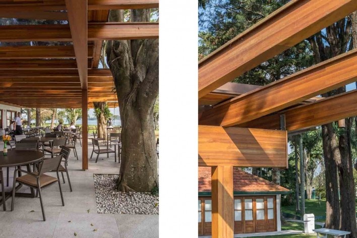 Cobertura da varanda do Yacht Clube Santo Amaro, São Paulo SP, arquiteta Vera Lúcia Domschke<br />Foto Lauro Rocha 
