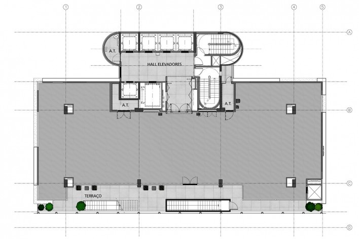 Sesc Avenida Paulista, planta 9º pavimento - atividades esportivas, escritório Königsberger Vannucchi, 2018<br />Imagem divulgação  [Königsberger Vannucchi Arquitetos Associados]