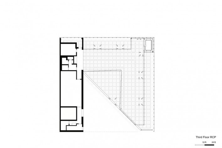 New Aspen Art Museum, Colorado, third floor RCP. Shigeru Ban Architects