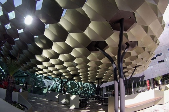 Marquise de restaurante na Fed Square<br />Foto Gabriela Celani 