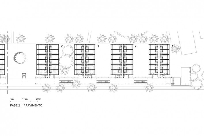 Dormitórios e alojamentos para professores e estudantes, primeiro pavimento (fase 2), Miraflores, Panamá, 2014. Sic Arquitetura<br />Imagem divulgação 