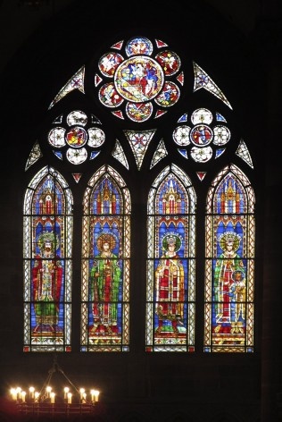 Vitral com imperadores, interior da Catedral de Notre-Dame de Strassbourg<br />Foto Victor Hugo Mori 