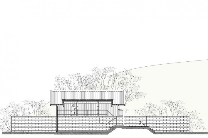 Casa de meia encosta, corte a, São Francisco Xavier SP, 2013. Arquitetos Denis Joelsons e Gabriela Baraúna Uchida<br />Imagem divulgação 