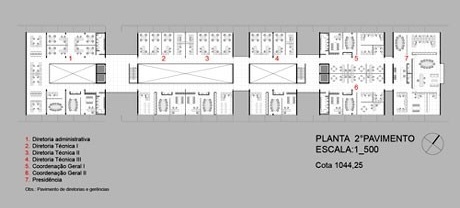 Planta do segundo pavimento - cota 1044,25<br />Imagem dos autores do projeto 