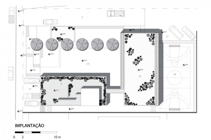 Escola Projeto Viver, implantação, São Paulo, Fernando Forte, Lourenço Gimenes e Rodrigo Marcondes Ferraz / FGMF<br />Desenho FGMF 