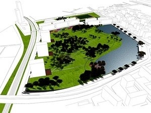 Perspectiva geral do parque<br />Imagem dos autores do projeto 