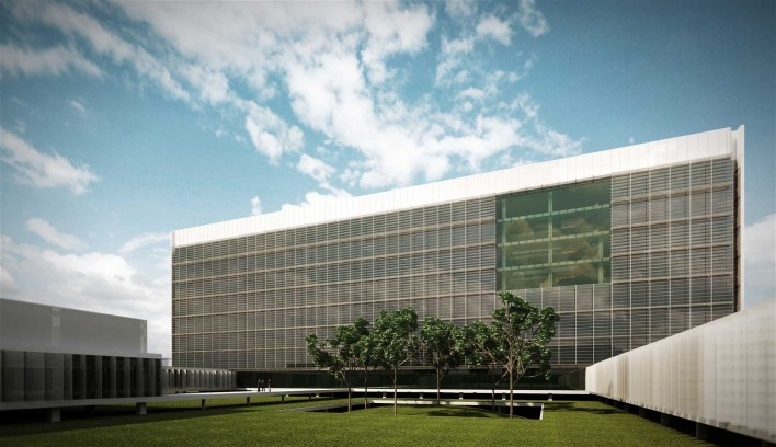 Concurso Sistema Fecomércio‐RS, pátio do centro administrativo. V.A. Arquitetura / Emerson Vidigal, 1º lugar, 2011
