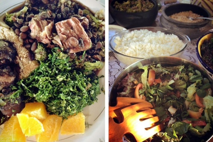 Sítio Alecrim, comida à mesa, Barra da Tijuca, Rio de Janeiro<br />Foto Celso Brando 