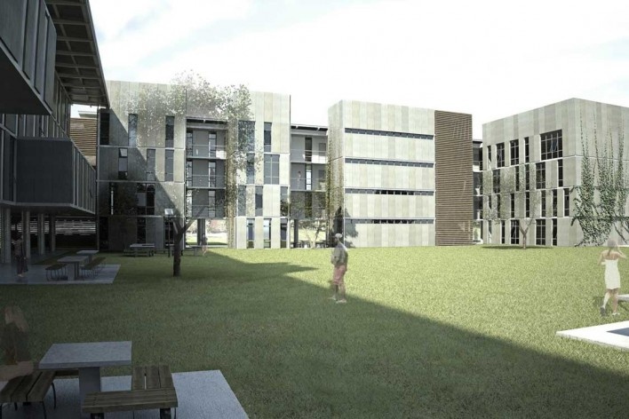 Unicamp 2030, perspectiva do edifício projetado, Leandro Medrano, Gabriela Celani, Júlia Spinelli, menção honrosa categoria profissional/ projetos, Universidade Estadual de Campinas, Campinas, SP, 2008-2009.