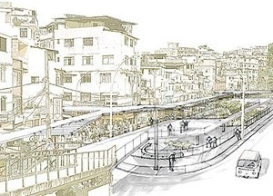 Montagem da reestruturação da via de acesso
  	  	 <br />Imagem do autor do projeto 