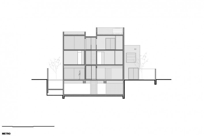 Residência Bento Noronha, corte, São Paulo, Metro Arquitetos Associados<br />Imagem divulgação 