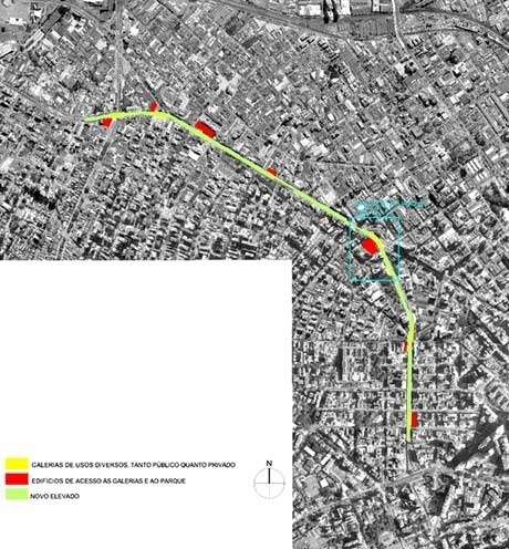 Localização dos edifícios de acesso<br />Imagens dos autores do projeto 
