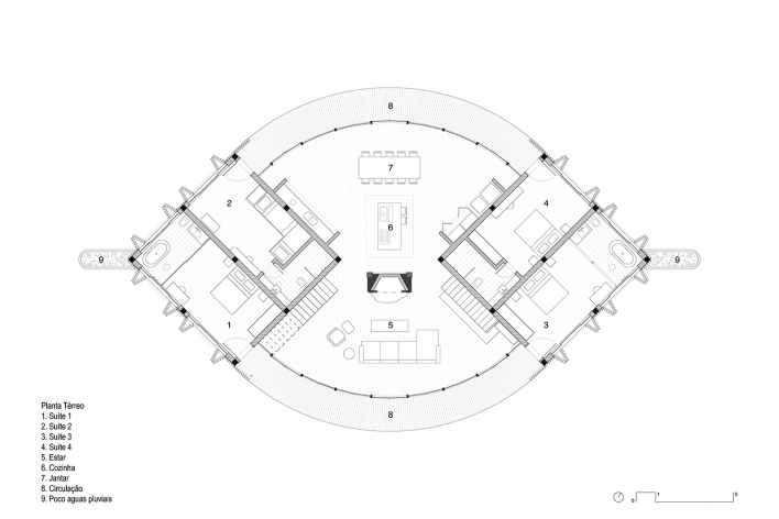 Bocaina House, ground floor plan, São José do Barreiro SP, 2021. Architects Ana Altberg and Cesar Jordão<br />Imagem divulgação/disclosure image  [Acervo/collection Ana Altberg e Cesar Jordão]