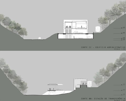 Corte Edifício Novo e Estação de Transferência