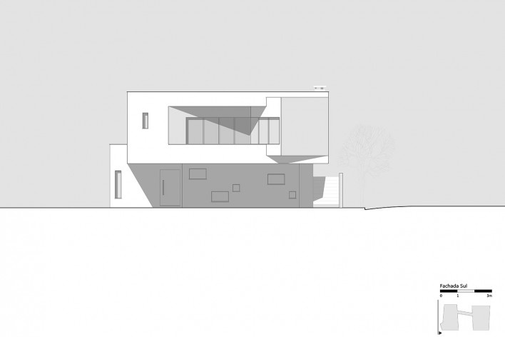 Casa 2V, elevação Sul, Porto Alegre RS Brasil, 2013. Arquitetos Diego Brasil e Anderson Calvi / BR3 Arquitetos<br />Imagem divulgação  [BR3 Arquitetos]